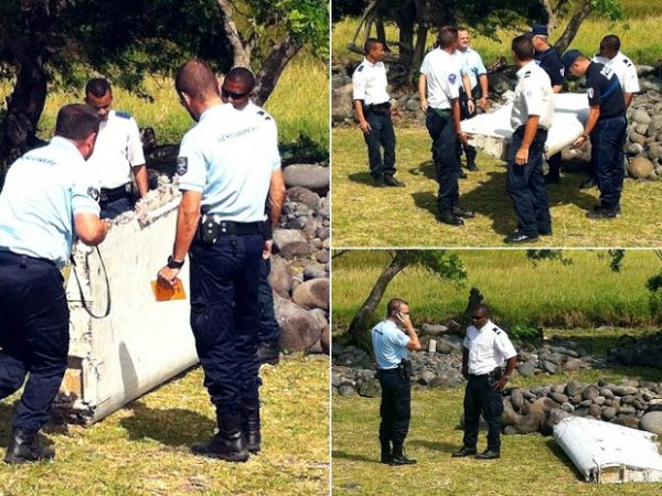 Destroo que foi encontrado na Ilha Reunio e que seria do avio da Malaysia Airlines desaparecido em maro do ano passado