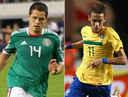 Brasil e Mxico duelam no ritmo dos popstars Neymar e Chicharito