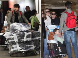 Claudia Leitte volta de viagem aos EUA cheia de malas