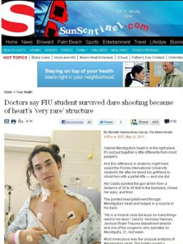 Estrutura rara no corao faz estudante sobreviver a tiro no peito
