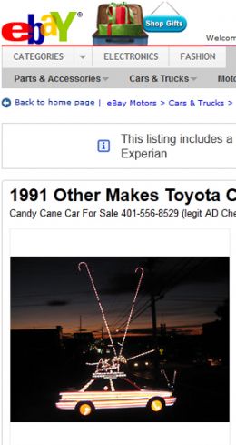 Anncio do carro posto  venda no site eBay.