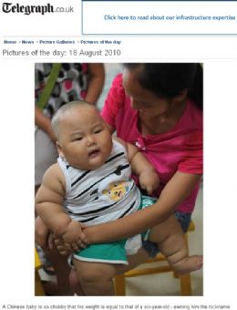 Na China, beb de 10 meses j tem 20 quilos e intriga equipe de mdicos