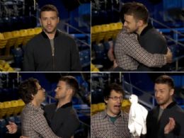Comediante tenta forar beijo em Justin Timberlake. Assista!