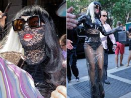 Lady Gaga esconde o rosto e mostra as pernas em Nova York