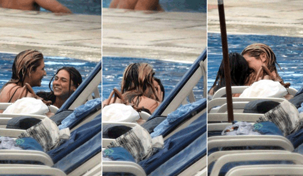 Ke$ha beija homem e mulher durante farra em piscina de hotel no Rio; veja