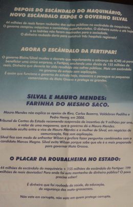 Panfleto de Santos diz que Mendes e Silval so farinha do mesmo saco
