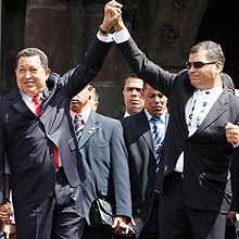 Ao lado de Chvez e Morales, Correa diz que aprofundar revoluo