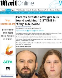 Americanos so presos por deixar filha de 5 anos chegar a 76 quilos