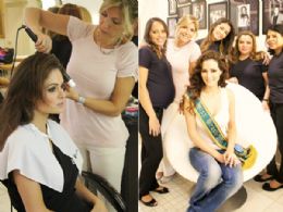 Priscila Machado no tira a faixa de Miss Brasil nem no salo de beleza