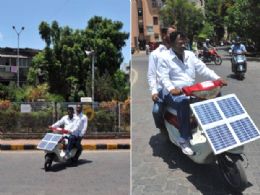 Indianos transformam scooter usada para rodar com energia solar