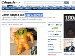 Britnico colhe cenoura que se parece com astronauta de 'Toy Story'