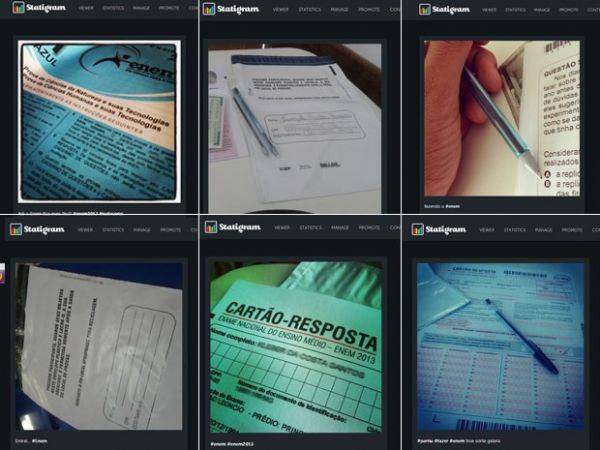 Fotos postadas no Instagram do caderno de provas do Enem, da folha de respostas e do envelope para guardar equipamentos eletrnicos