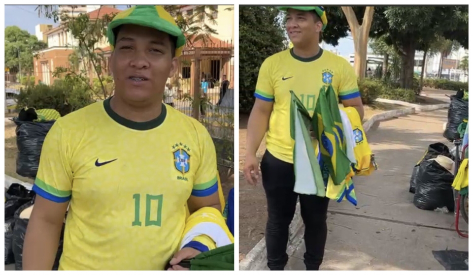 No domingo de eleio, camisetas, bons, bermudas e bandeiras do Brasil espalham-se pela capital; veja vdeo