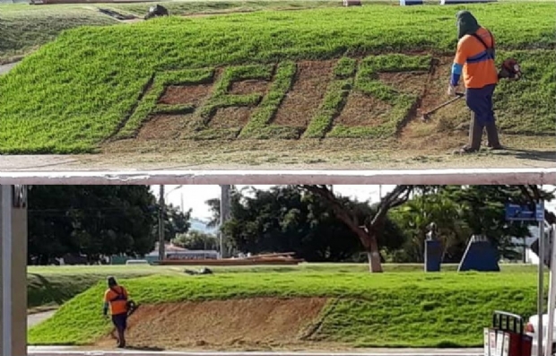 Aps bullying, prefeitura parabeniza jardineiro que escreveu errado em grama; post viraliza