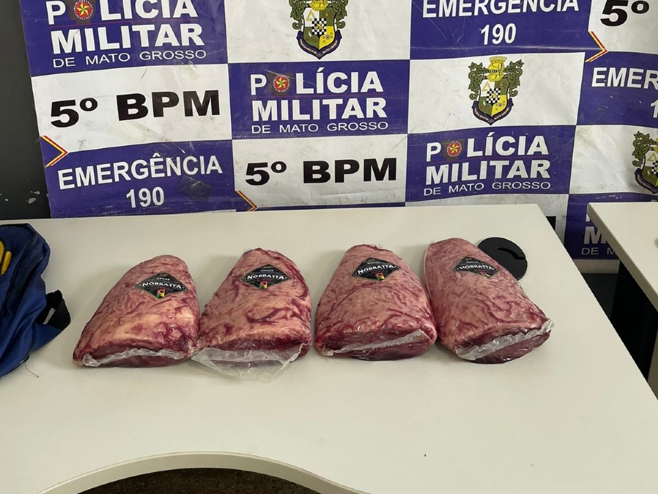 Jovem de 25 anos  preso aps furtar peas de picanha de supermercado em MT