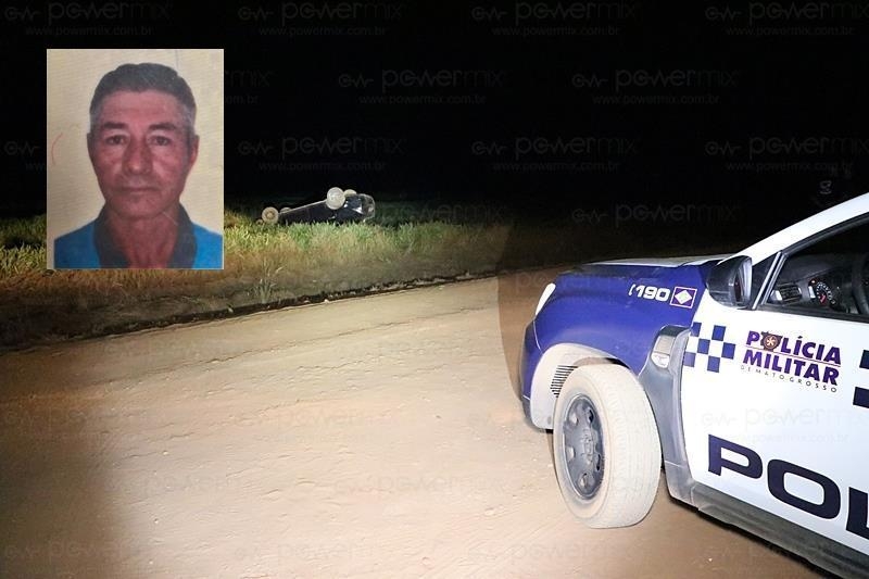 Homem de 56 anos morre aps sair da pista e capotar Ford Fiesta prximo a BR-163