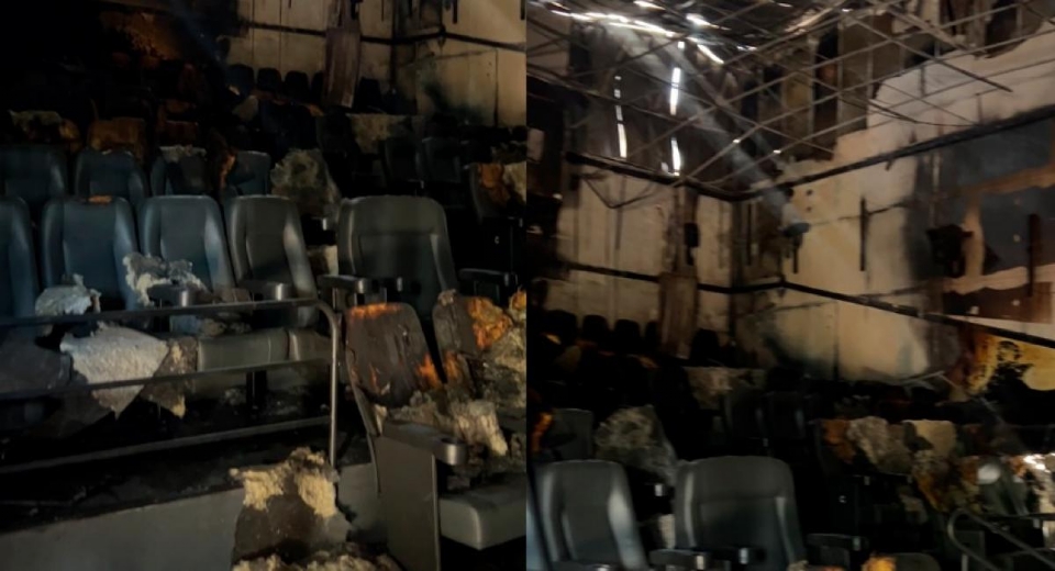 Incndio destri sala de cinema e espao infantil em centro comercial do interior