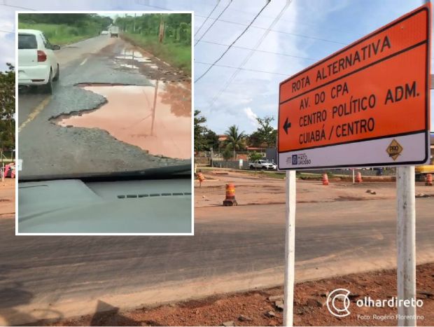 Motoristas reclamam de buracos em rota alternativa por causa de obras da Estrada da Guia; veja vdeo