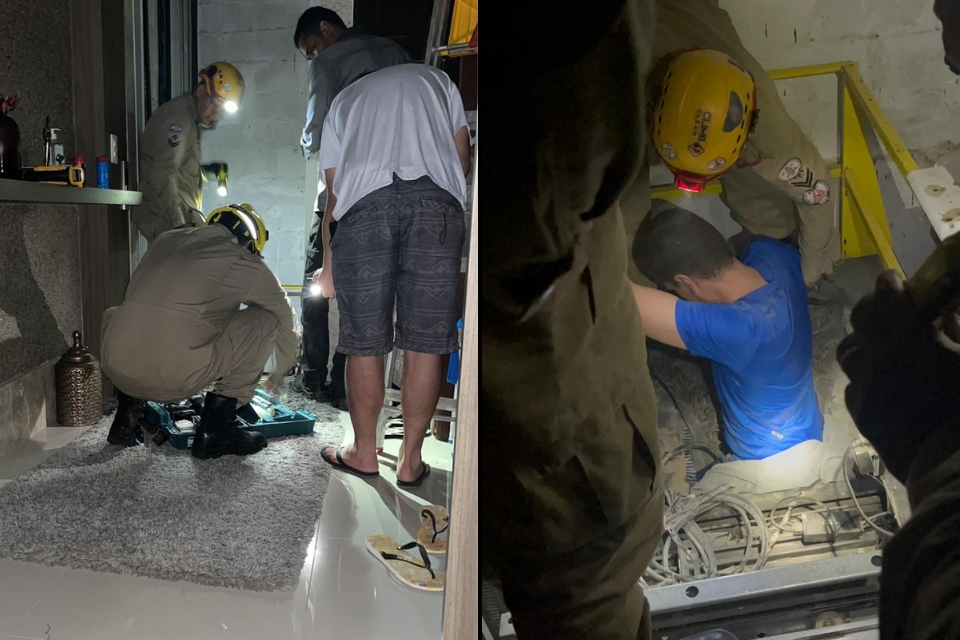 Mdico fica preso por 1h30 dentro de elevador e  resgatado pelo Corpo de Bombeiros