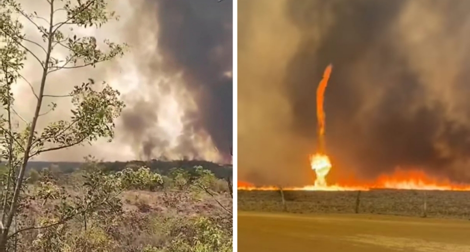 Incndios formam redemoinho de fogo e se aproximam de caverna em Chapada; veja vdeos