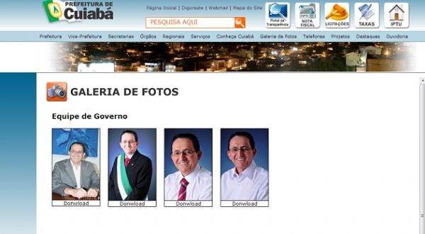 Imagem do site da Prefeitura de Cuiab registrada no dia 19/08/2013