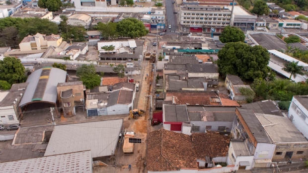 Obras de troca de rede avanam no Centro Histrico de Cuiab e vias so interditadas