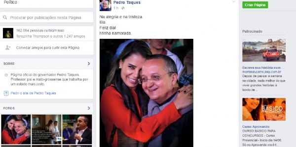 Pedro Taques declarou seu amor  primeira-dama Samira Martins