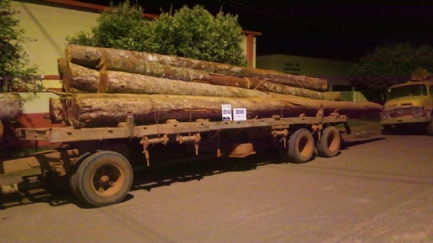 Polcia prende caminhoneiro e outros dois com 39 toras de madeira irregulares