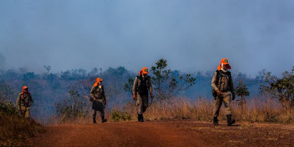 Chamas consomem  parque da Serra Ricardo Franco e bombeiros tentam controlar fogo