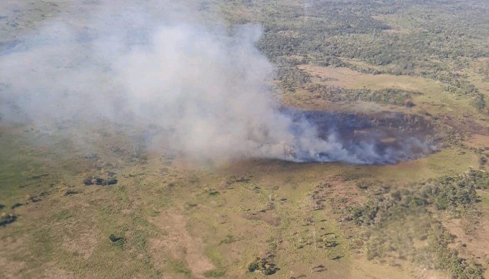Incndio florestal  registrado na Baa dos Guats no Pantanal pela segunda vez no ms; veja vdeo