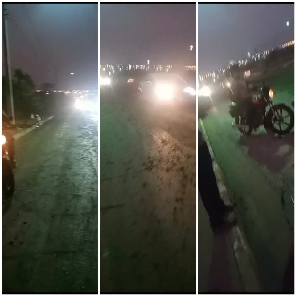 Motociclistas caem aps caminho derrubar estrume na Avenida Mrio Andreazza; veja vdeo