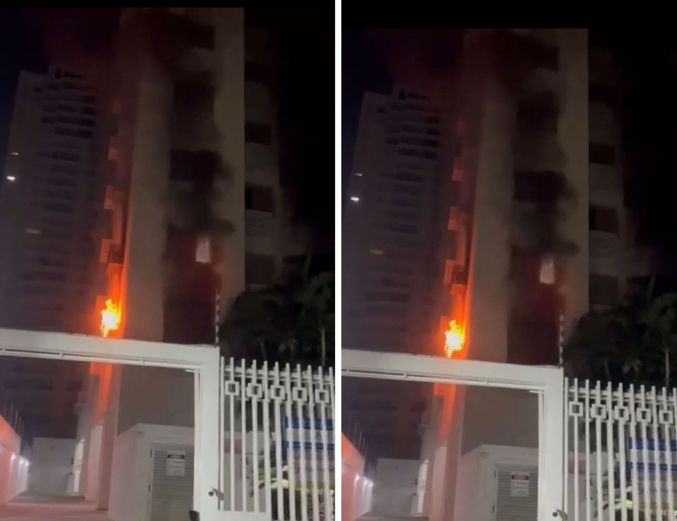 Vdeo mostra apartamento pegando fogo em bairro nobre de Cuiab