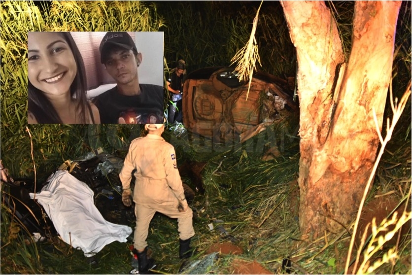 Casal morre aps motorista cair em buraco e bater em rvore na MT-270