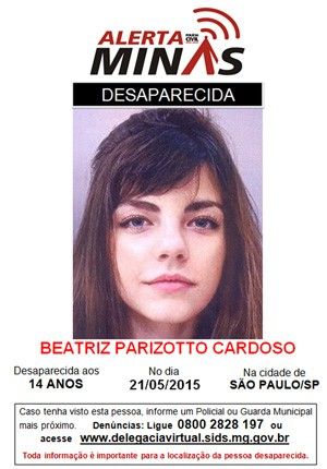 Atriz mirim Beatriz Parizotto  procurada em Belo Horizonte aps desparecer de So Paulo