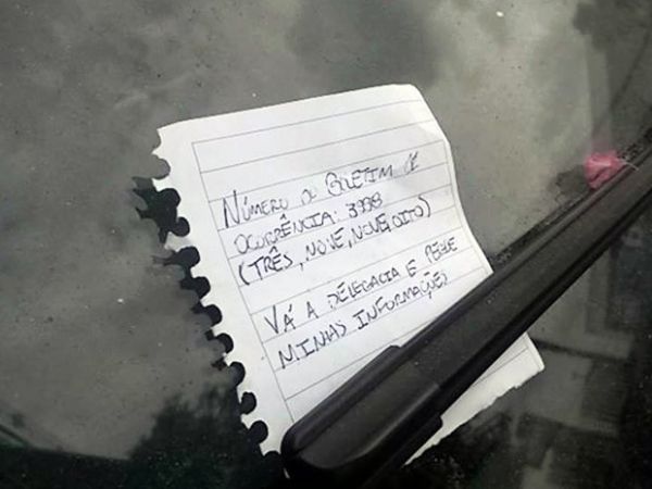 Homem deixou bilhete com nmero de B.O. aps acidente em Santos