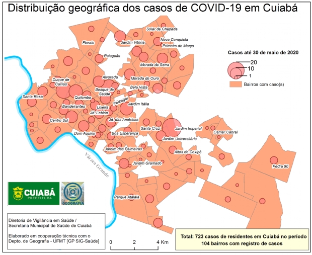 Em Cuiab, 104 bairros tm casos de coronavrus; veja distribuio geogrfica