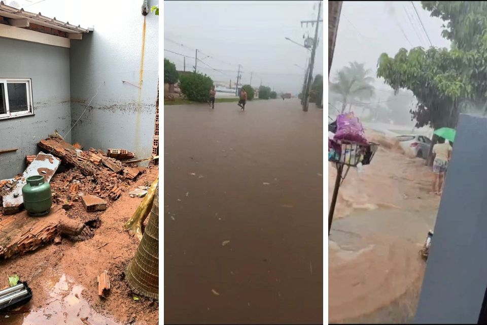 Nvel da gua subiu mais de um metro aps forte chuva em Sorriso;  veja vdeo