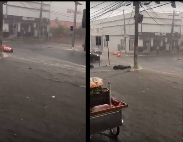  Veja vdeos  de alagamento na Avenida Getlio Vargas aps chuva torrencial