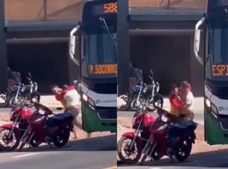 Vdeo mostra homens trocando socos em avenida aps acidente; veja