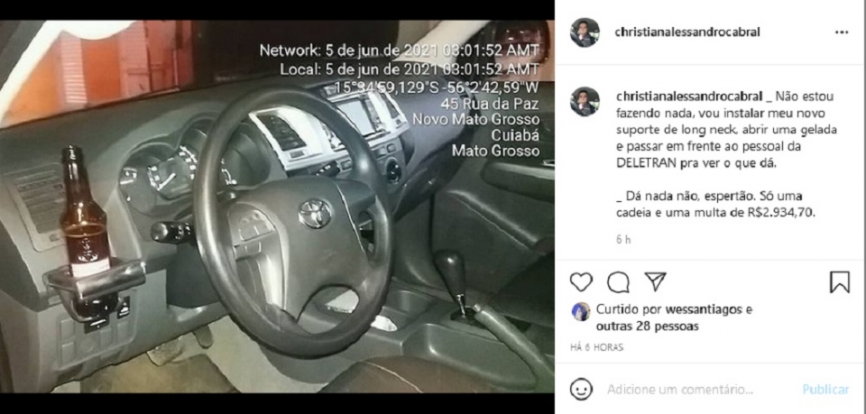 Homem  preso ao dirigir Hillux embriagado e delegado ironiza no Instagram