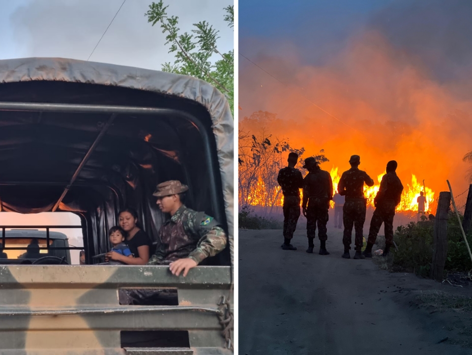 Exrcito Brasileiro resgata oito pessoa aps incndio atingir terra indgena