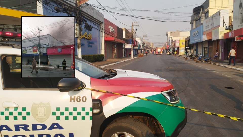 Incndio atinge loja de materiais eltricos em avenida de Vrzea Grande; veja vdeo