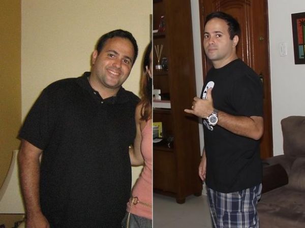 Imagem  esquerda mostra o empresrio carioca em fevereiro, acima do peso.  direita, ele j aparece mais magro, aps ter entrado na academia e comeado a mudar os hbitos alimentares
