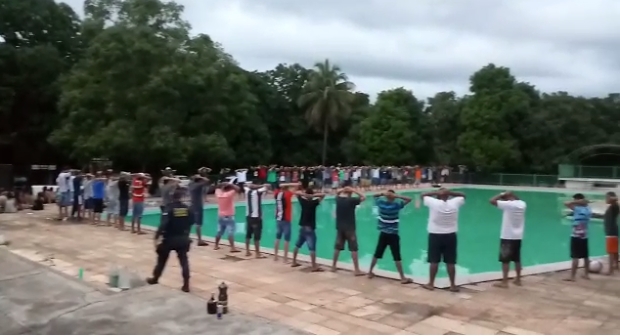 PM e Guarda Municipal fecham festa clandestina em clube de Vrzea Grande;  veja vdeo