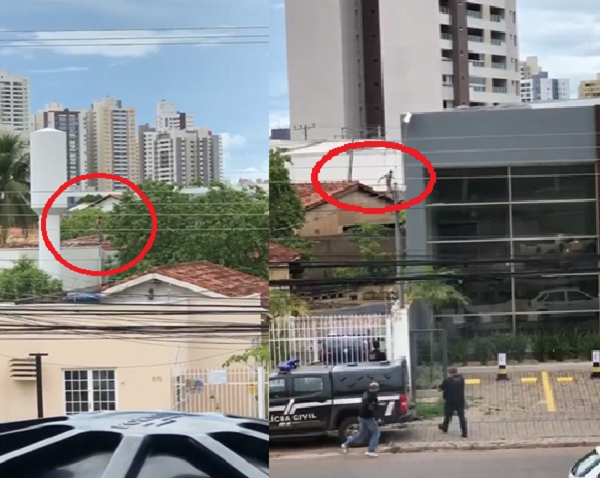 Vdeo mostra bandido correndo em cima de telhado durante fuga da Polcia Civil; veja