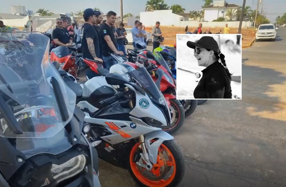 Enterro de empresria teve cortejo de motociclista e homenagem no cemitrio