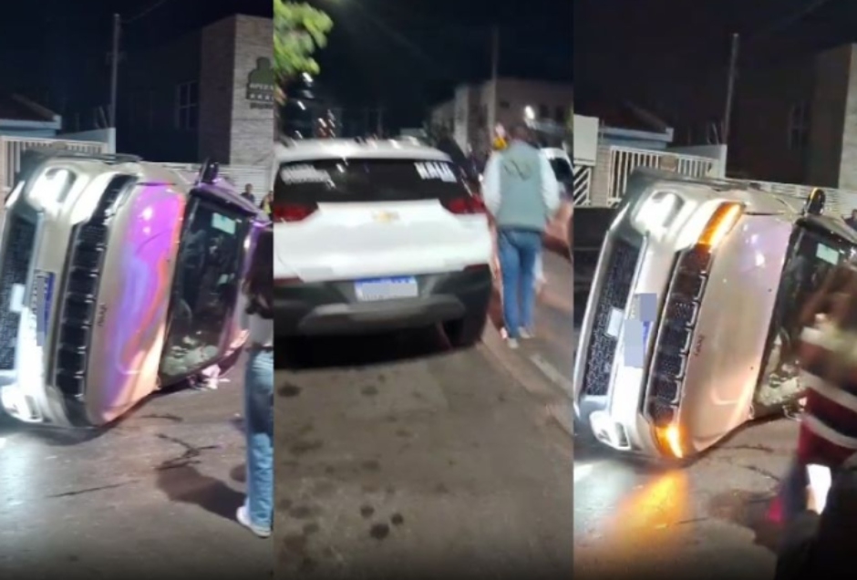 Motorista embriagada  presa aps capotar Jeep em carros estacionados prximo a bar; veja vdeo