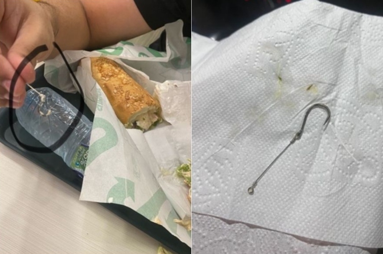 Jovem encontra anzol de pesca dentro de lanche de rede de fast-food