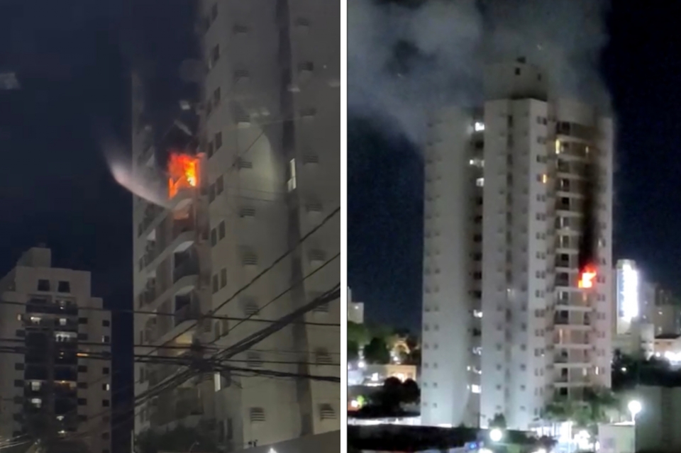 Incndio atinge apartamento em condomnio de luxo em Cuiab; veja vdeo