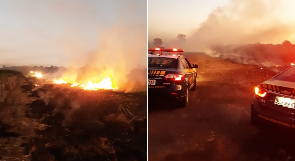 PRF prende dois homens acusados de provocar incndio em mata na beira de estrada; fotos e vdeo